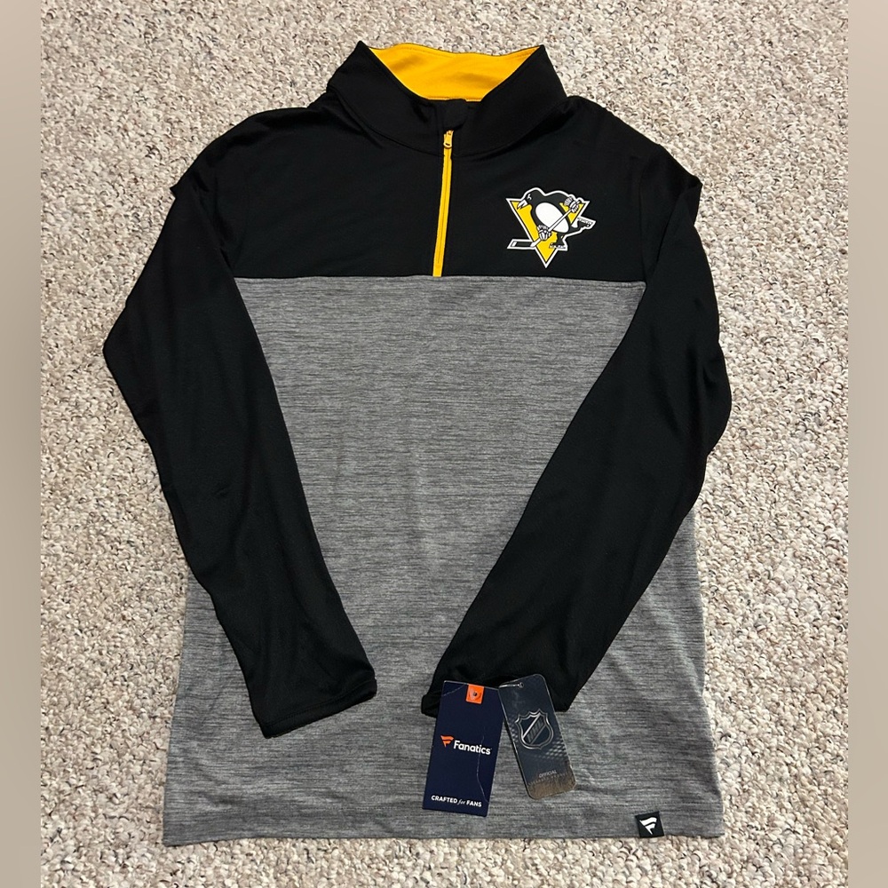 New Pittsburgh Penguins Fanatics 1/4 Zip Long Sleeve - Adults Size S NWT
